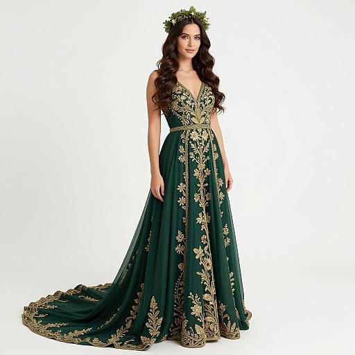 Regal Woman in Green Gown