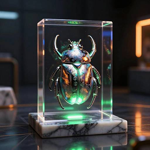 Glowing Titanium Beetle Enamel Bust