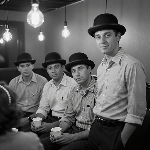 Moody Gathering of Four Dressed Men