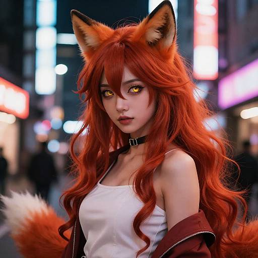 Ethereal Kitsune in Neon City
