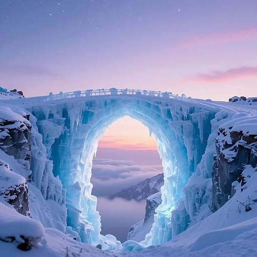Ethereal Ice Archway at Twilight