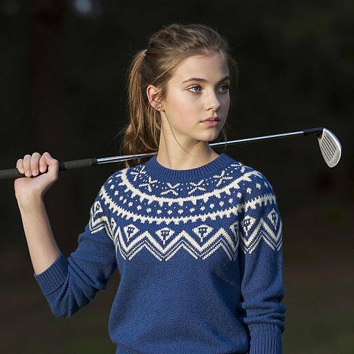 Young Woman in Forest Holding Golf Club