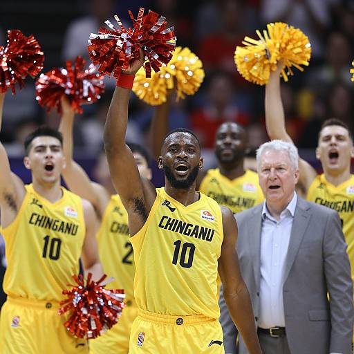 Cheering Basketball Team Celebration Capture