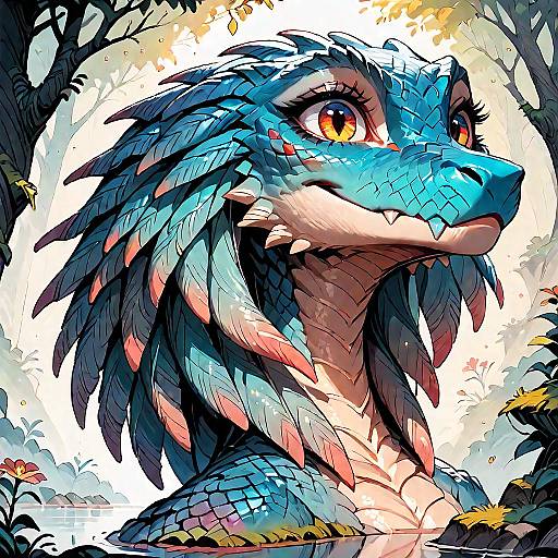 Blue Scaled Fantasy Dragon Portrait