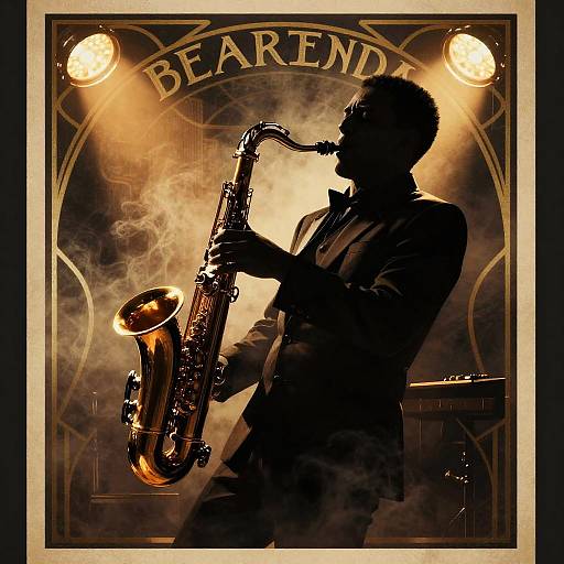 Art Nouveau Jazz Saxophonist Silhouette