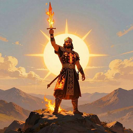 Vahagn Triumphant with Flaming Sword