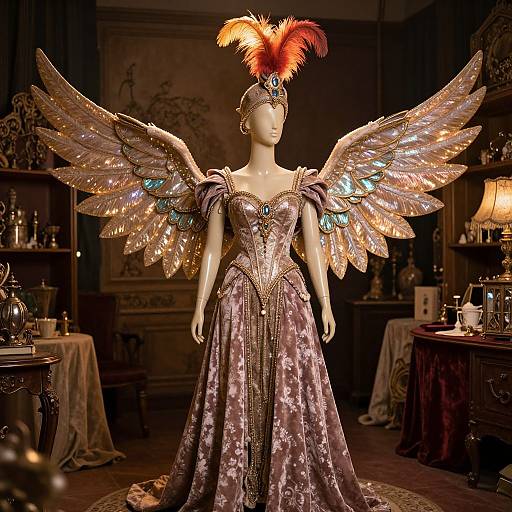 Elegant Fantasy Mannequin with Shimmering Wings