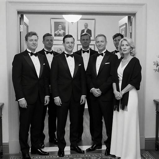 Elegant Formal Gathering in Black and White