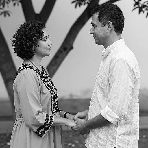 Couple Holding Hands Black and White Portrait