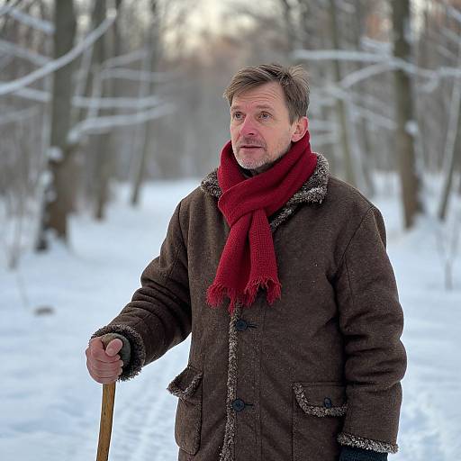 Warm Winter Wanderer in Snowy Forest