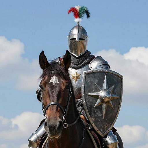 Knight in Armor with Feather Plume