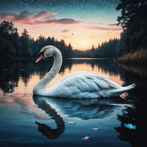 Serene Swan on Enchanted Mirror Lake