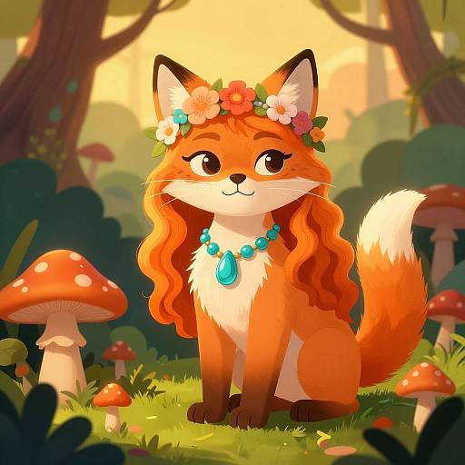 Whimsical Lynx Girl in Enchanted Forest