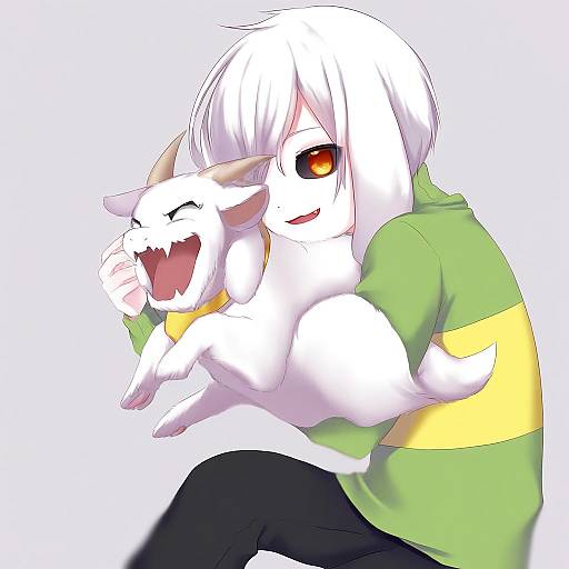 Illustration of Asriel dreemurr, undertale in the style of Shinonome asu