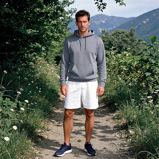 Athletic Man on Sunlit Forest Trail