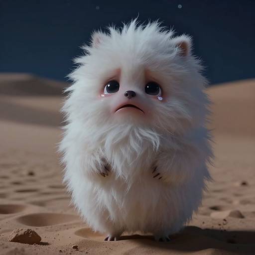 Photorealistic Fluffy Night Desert Scene