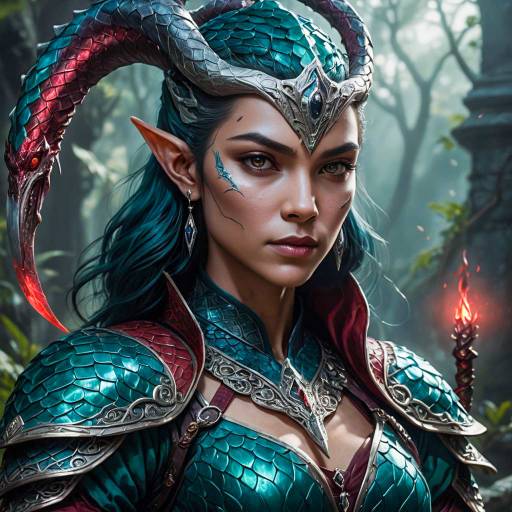 Mystical Half-Snake Sorceress in Fantasy Art