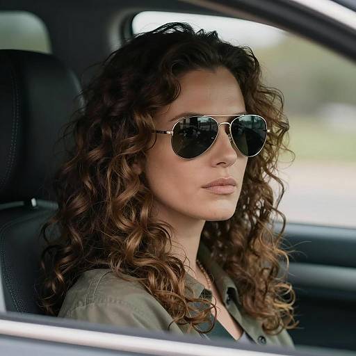 Intense Gaze: Woman in Aviator Sunglasses