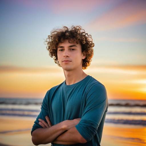 Confident Young Man at Sunset Beach Confident Young Man at Sunset Beach
