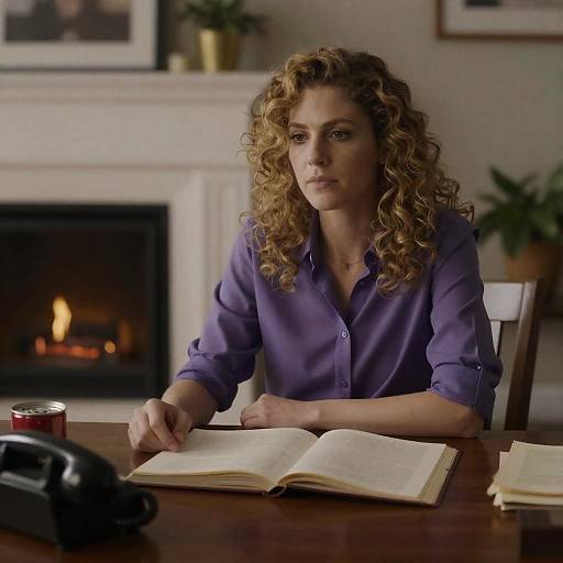 Cozy Indoor Scene with Woman at Desk