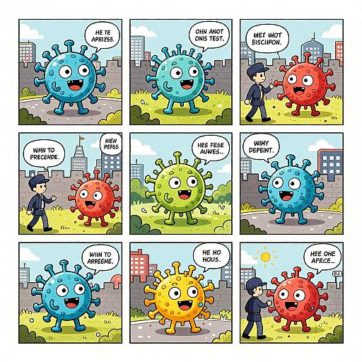 Microscopic City Virus Invasion Cartoon