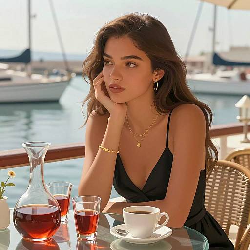 Thoughtful Woman at Marina Café