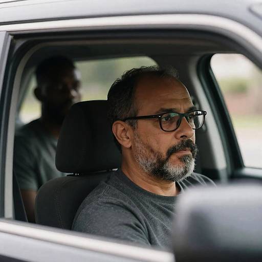 Intense Gaze Through Car Window