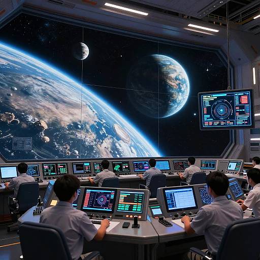 Futuristic Space Station Control Room