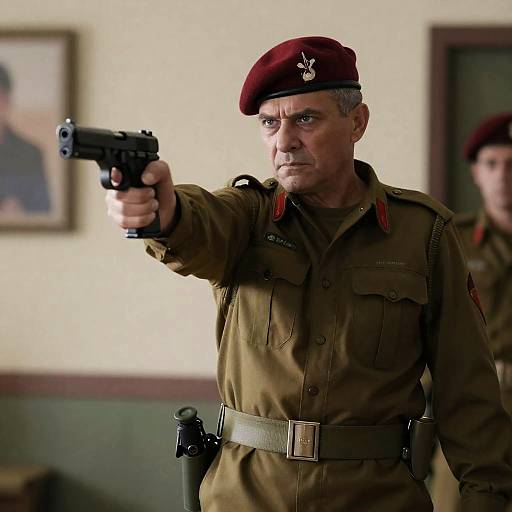 Intense Military Man with Handgun