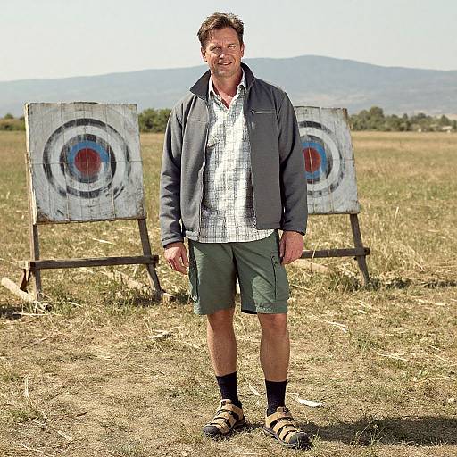 Adventurous Man in Forest Green Hiking Outfit