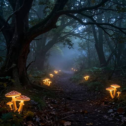 Ethereal Forest with Glowing Mushrooms