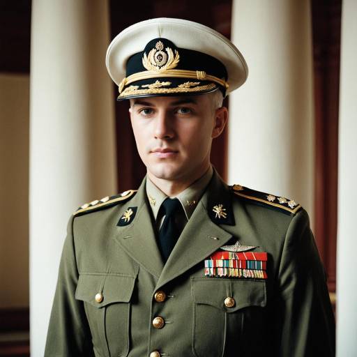Young Male Military Officer in Khaki Uniform