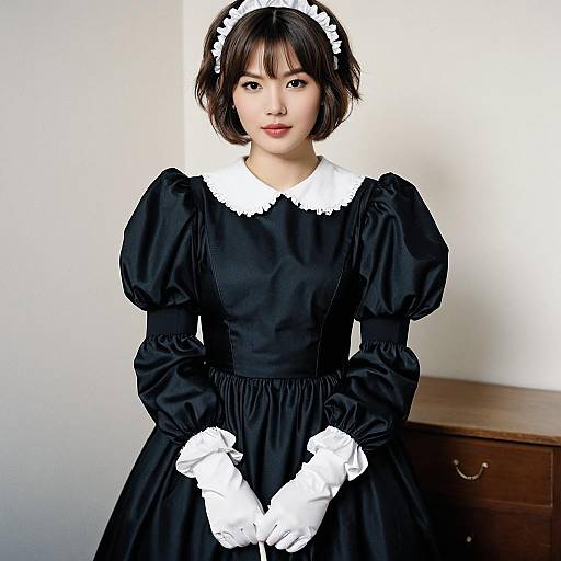 Realistic Black Maid Uniform Portrait