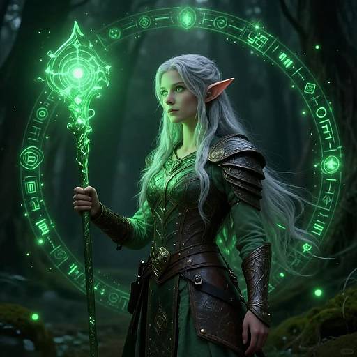 Enchanted Elf in Mystical Forest