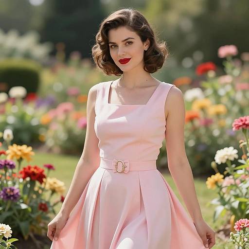 Elegant Woman in Vibrant Garden Setting