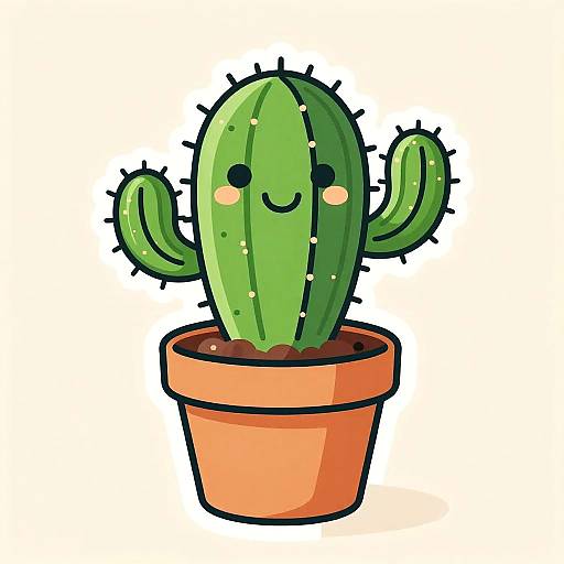 Cute Colorful Smiling Cactus Sticker