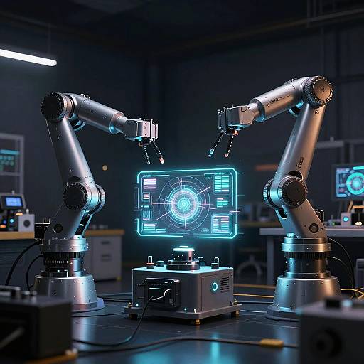 Futuristic Dark Robotics Lab