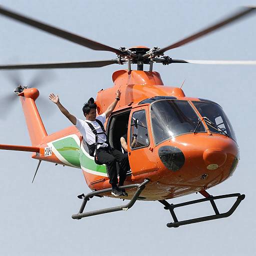 Man Falling From Helicopter in Sunlight