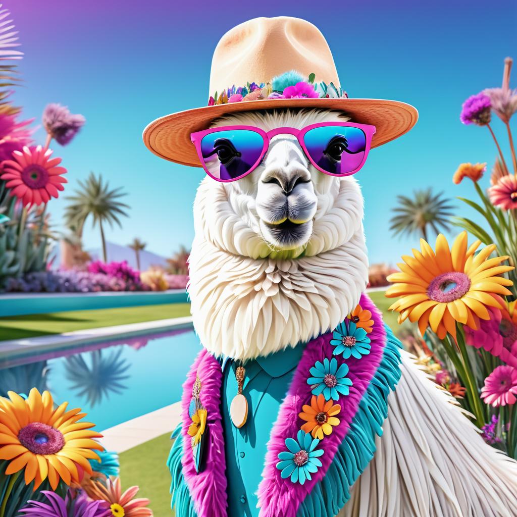 Fashionable Llama in a Floral Wonderland