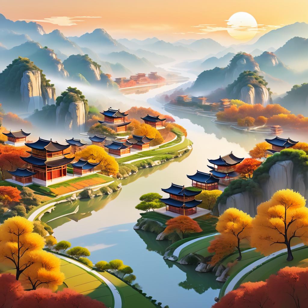 Serene Autumn Landscape Inspired by Chinese Art