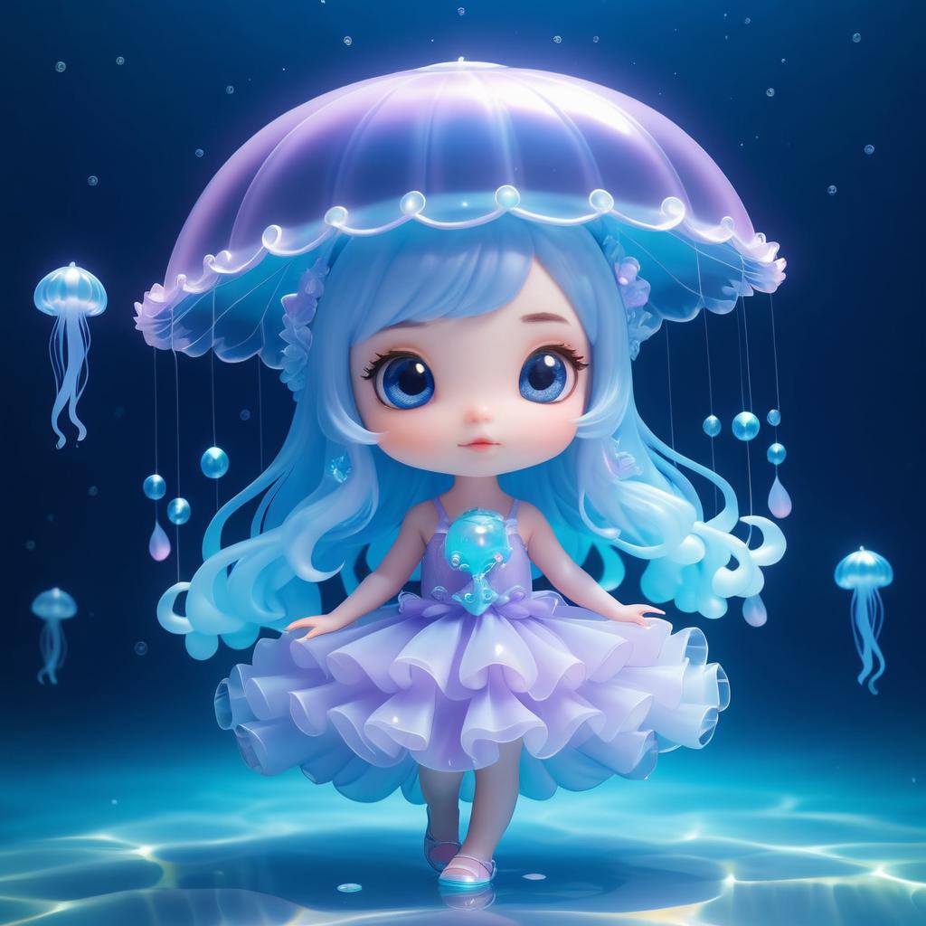 Charming Chibi Jellyfish Princess Illustration