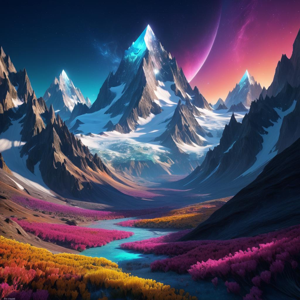 Majestic Cosmic Mountain Range Visualization