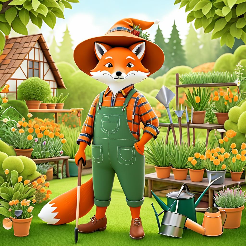 Charming Fox Gardener in Autumn