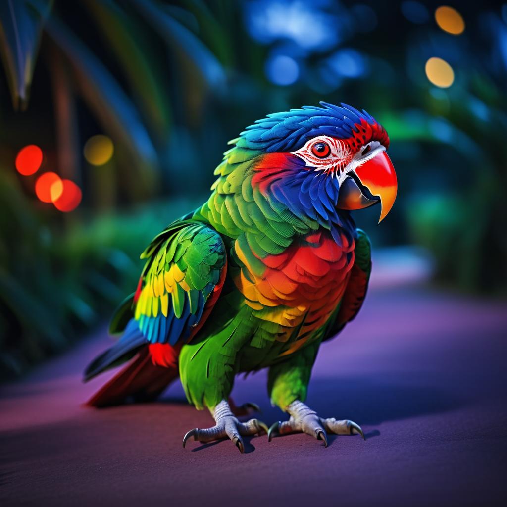 Twilight Path with Colorful Parrot