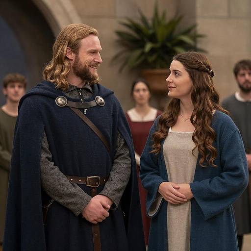 Medieval Romance Under Stone Archway