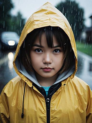 Child Wearing Fish Hooded Raincoat