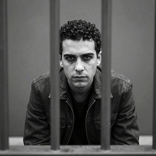 Intense Portrait Behind Metal Bars