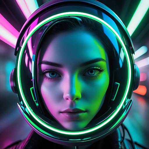 Cyberpunk Woman Lost in Thought