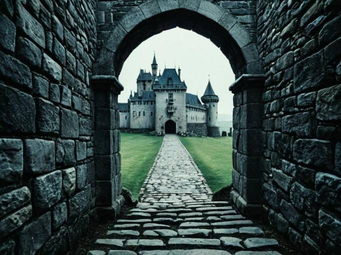 Enchanted Castle Pathway Wallpaper