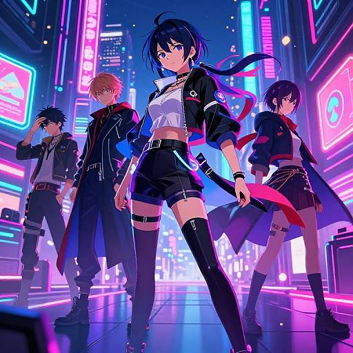 Vibrant Neon Futuristic Anime Scene